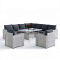 5-teiliges Gartenlounge-Set aus Polyrattan in Grau/Anthrazit mit Tisch 110 x 110 x 66 cm