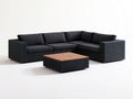 Gartenlounge-Ecksofa mit Couchtisch, 245 x 190 cm, Schwarz/Braun