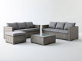 4-teiliges Gartenloungeset aus PE-Rattan in Graubraun/Grau mit 2 Sofas, Hocker und Couchtisch, Sofa 200 × 75 × 65 cm