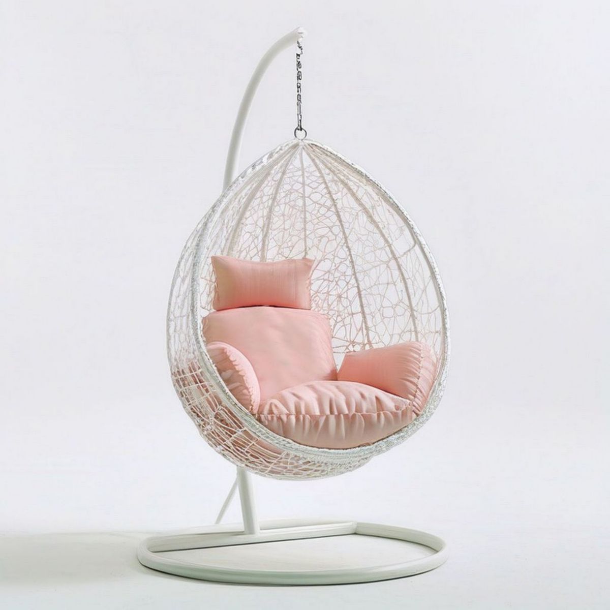 Hängesessel mit Gestell 105 x 105 x 195 cm Weiss/Rosa