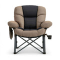Faltbarer Campingsessel 92 x 65 x 105 cm Taupe/Schwarz mit Getraenkehalter und Seitentasche