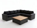 5-Sitzer Gartenlounge mit Couchtisch, 270 x 210 cm, Schwarz/Natur