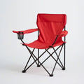 Faltbarer Campingstuhl mit Armlehnen und Getränkehalter, 80 x 50 x 85 cm, Rot/Schwarz