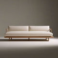 3-Sitzer-Gartensofa in Creme mit Naturholzgestell, 210 x 85 x 75 cm