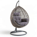 Ovaler Hängesessel mit Gestell, PE-Rattan und Stahl, 105 × 105 × 195 cm, Grau/Braun/Dunkelgrau