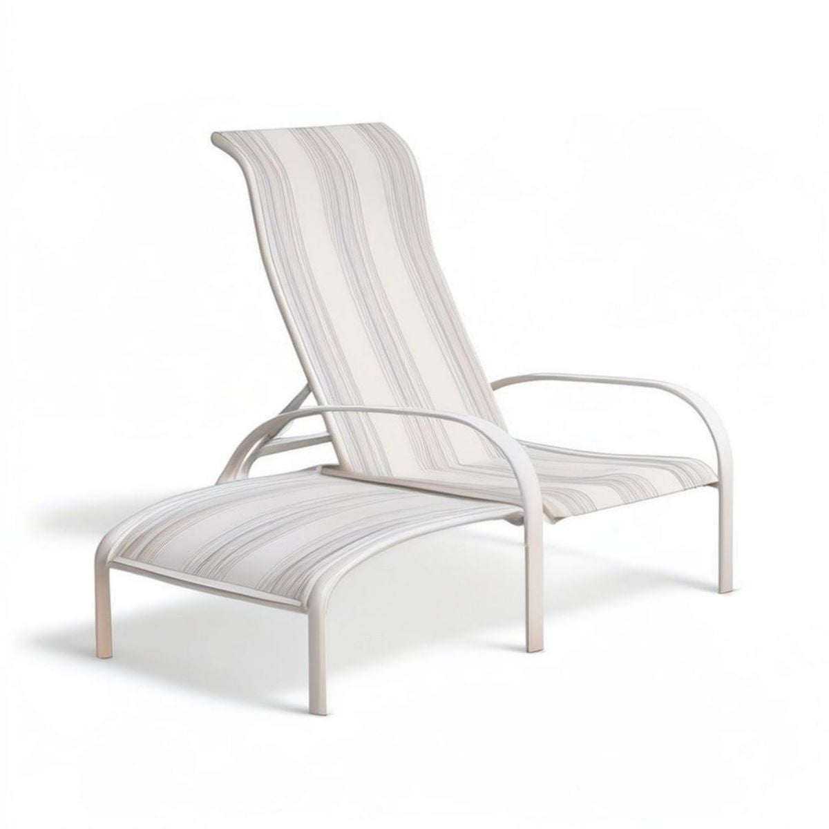 Verstellbare Gartenliege mit Armlehnen, 195 x 68 x 96 cm, Weiss/Grau, Aluminium und Textilene