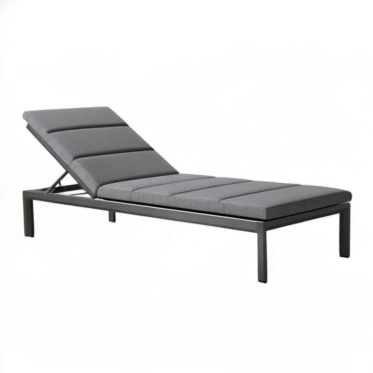 Gartenliege aus Aluminium mit verstellbarer Rückenlehne, 200 x 70 x 35 cm, Grau/Schwarz