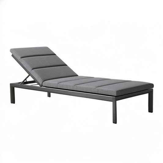 Gartenliege aus Aluminium mit verstellbarer Rückenlehne, 200 x 70 x 35 cm, Grau/Schwarz