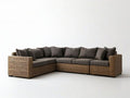 L-förmige Loungegarnitur aus PE-Rattan 280 x 220 x 75 cm Braun/Dunkelgrau