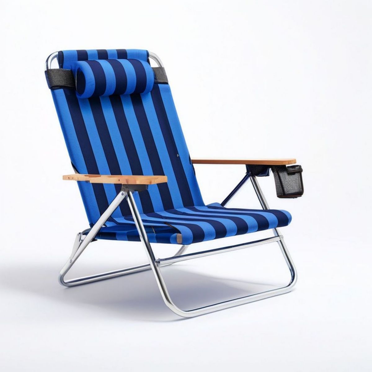 Klappbarer Strandstuhl aus Aluminium 92 x 60 x 90 cm Blau/Dunkelblau