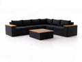 L-förmiges Gartenlounge-Set 250 x 250 x 70 cm mit Tisch 110 x 60 x 40 cm, Schwarz/Braun