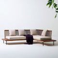Garten-Ecksofa, 4-Sitzer, L-Form rechts, 300 x 200 x 76 cm, Beige/Braun/Schwarz